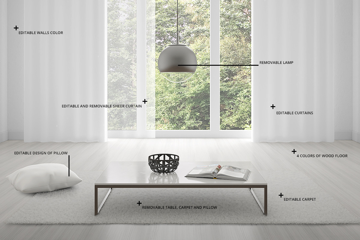 Curtains Room Scene Mockup, a Household Mockup by creatsy2 (Photo 2 of 9)