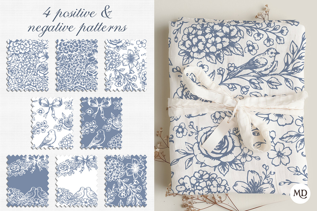 Blue Baroque Chinoiserie Collection, a Decorative Illustration by marie dricot (Photo 7 of 9)