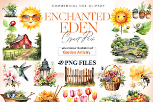 Watercolor Garden Clipart Flower PNG