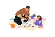 Father spending time with kids set, a Person Illustration by PaperTrident (Thumbnail 8 of 9)