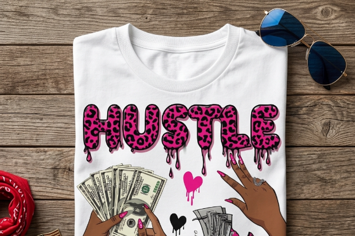 Hustle Pink Leopard Money Art, a Shirt Mockup by Vector Stall (Photo 2 of 14)