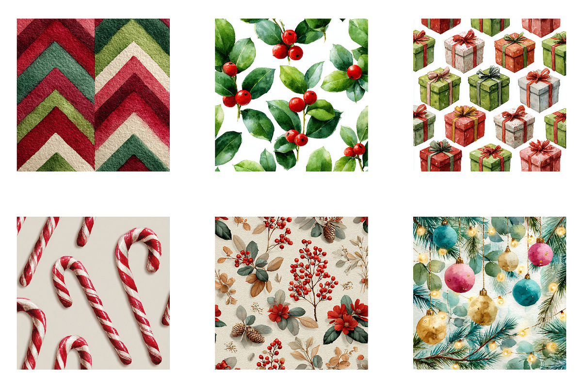 Watercolor Christmas Digital Paper, an Illustration by CreationArt (Photo 4 of 4)