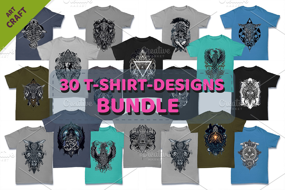 Big Bundle T-Shirt-designs. Mystic, a Pattern Graphic by KENO Mascots (Photo 1 of 4)
