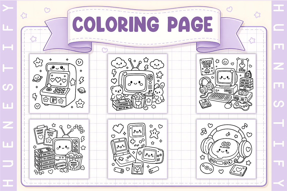 Nostalgia Coloring Book For Adults, a Decorative Illustration by HueNestify (Photo 2 of 4)