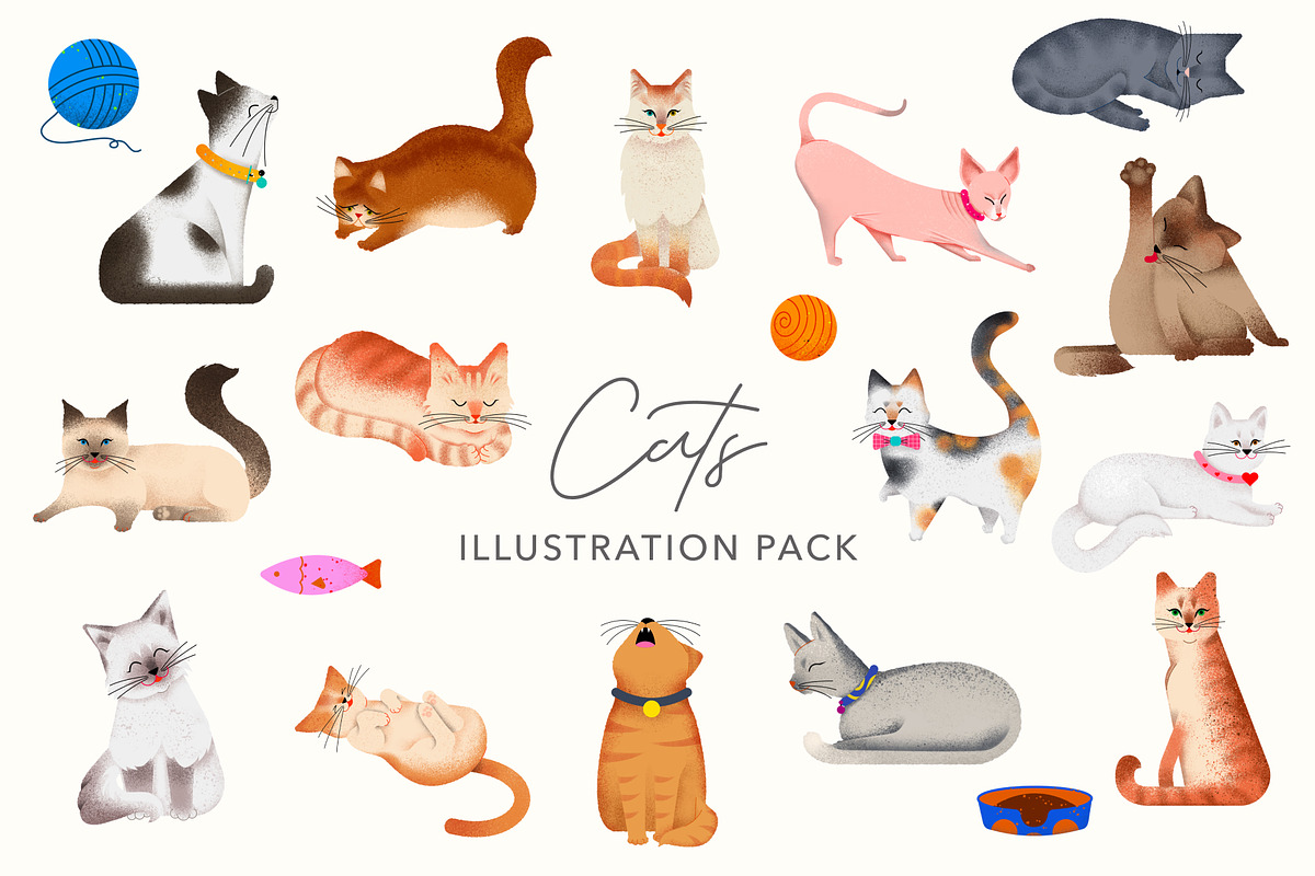 Cat Illustration Pack, an Animal Illustration by RetrospectiveMedia