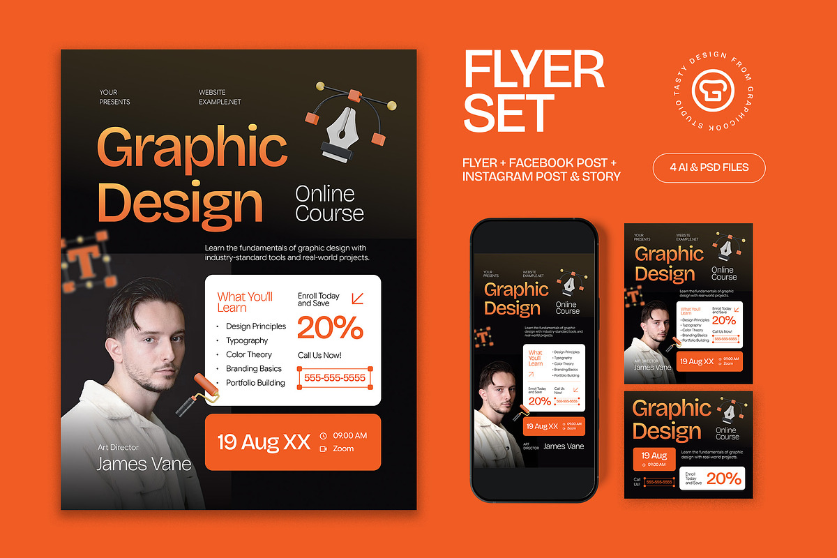 Online Course Flyer, a Flyer Template by graphicook (Photo 1 of 3)