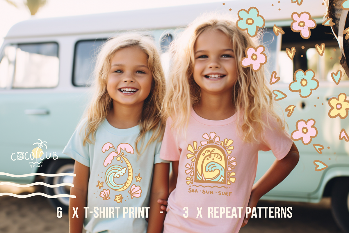 Girls Surf print pattern collection, a Decorative Illustration by Coco & Cub Studio (Photo 3 of 13)