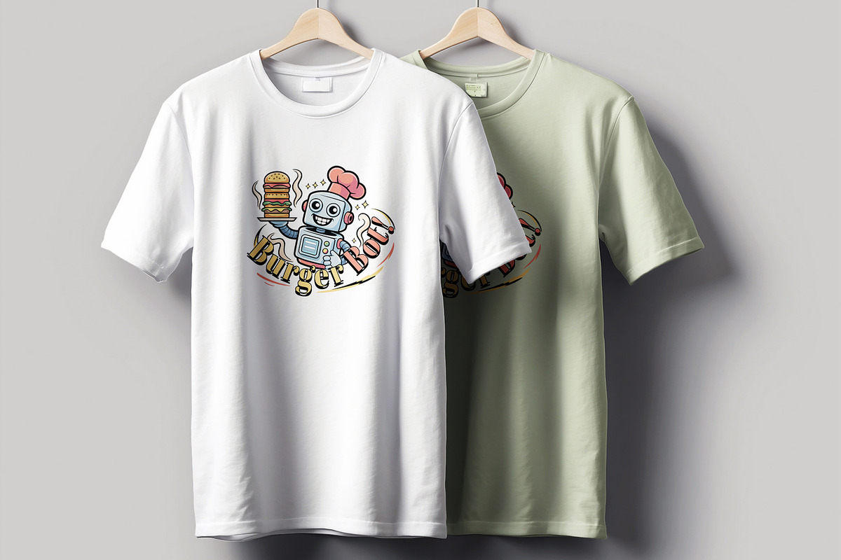 Burger Bot T Shirt Design Layout preview 2