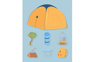 camping equiment set, an Object Illustration by studiogstock