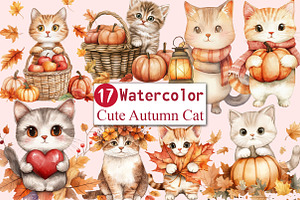 Cute Autumn Cat Sublimation Clipart, an Illustration by CitraGraphics