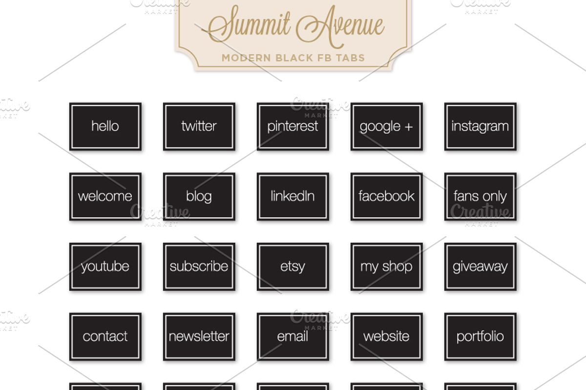 Modern Black Facebook Tab Buttons