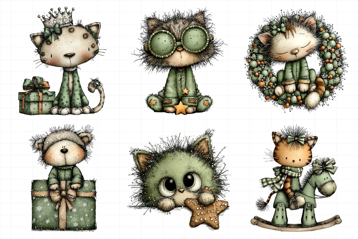 Christmas Cat Clipart Bundle, an Illustration by Daily.Designs (Photo 5 of 5)
