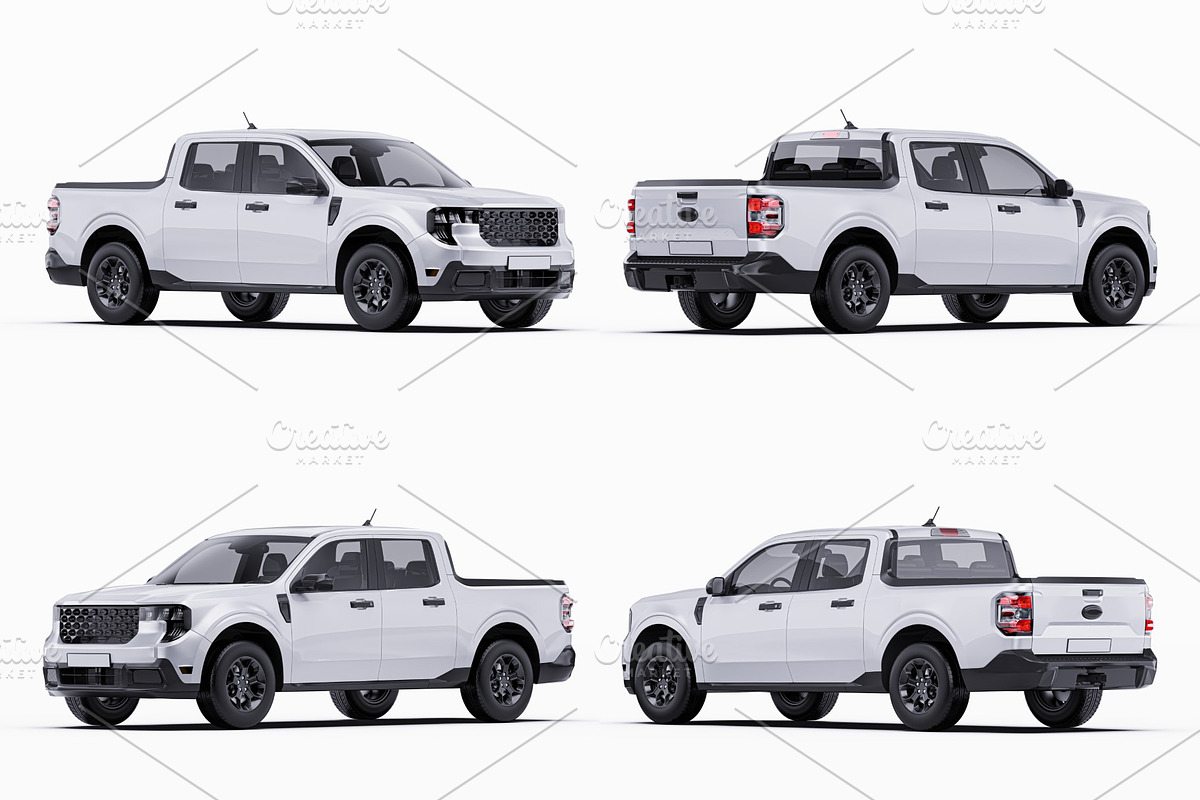 2025 Compact Pickup Truck Mockup Set, an Advertising Mockup by Halal Graphic Studio (Photo 15 of 16)