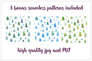 Winter Watercolor Trees Clipart, an Illustration by Inksnthings (Thumbnail 5 of 5)