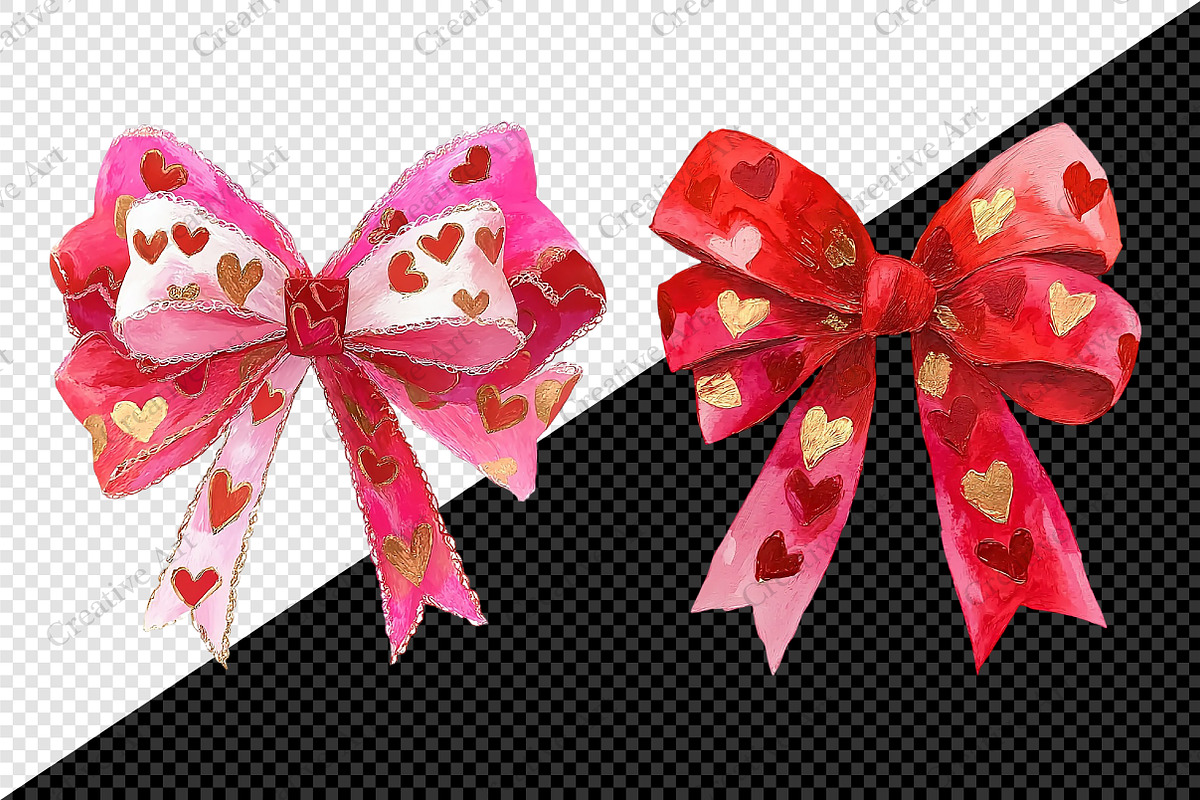 Watercolor Valentine Bow Clipart, an Illustration by Creative Art (Photo 8 of 9)