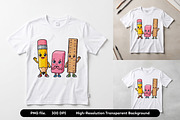 School Supplies Cartoon PNG Tshirt, an Education Illustration by zahidhossainalif (Thumbnail 1 of 4)