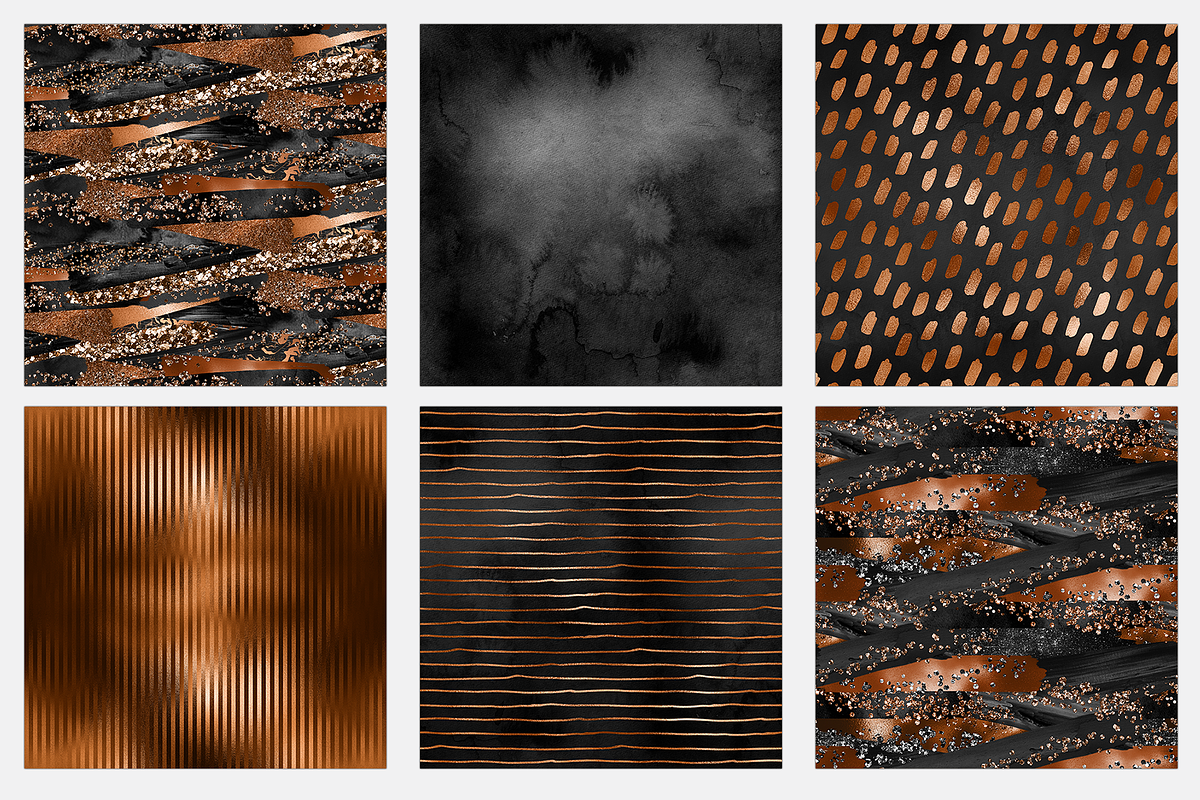 Black & Copper Digital Paper, a Pattern Graphic by Brandi Lea Designs (Photo 3 of 5)