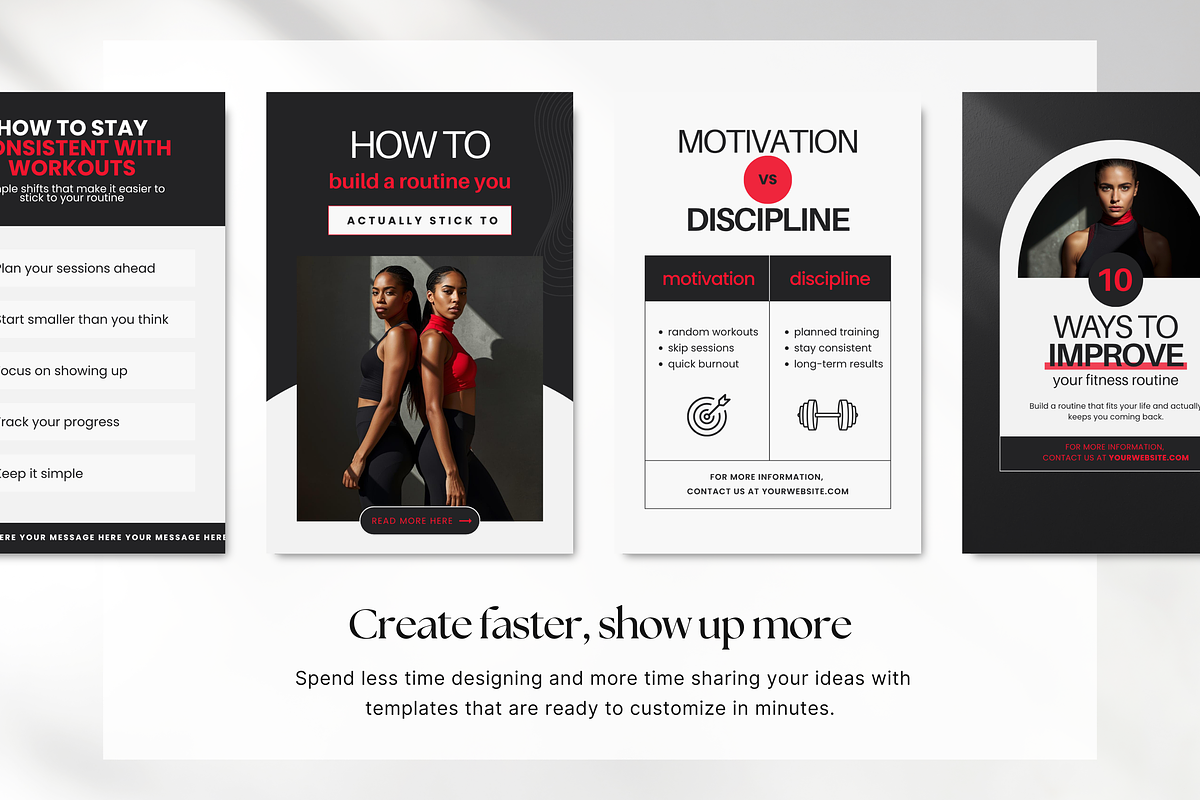 Fitness Gym Pinterest Pin Templates, a Social Media Template by DigiPax (Photo 5 of 11)