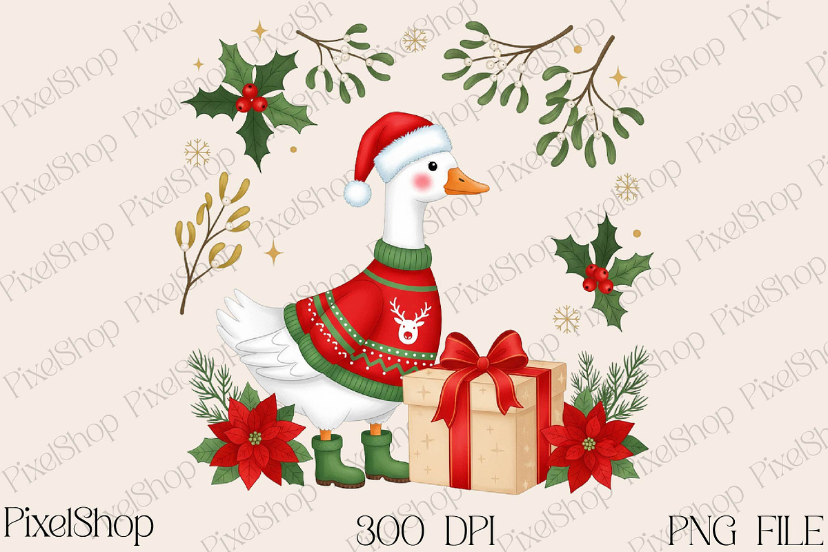 Christmas Silly Goose Floral Boho, an Illustration by DreamPrint404 (Photo 1 of 4)