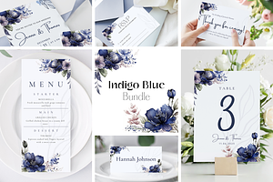 Wedding Template Bundle Indigo Blue, a Stationery Template by MarryMeMoments