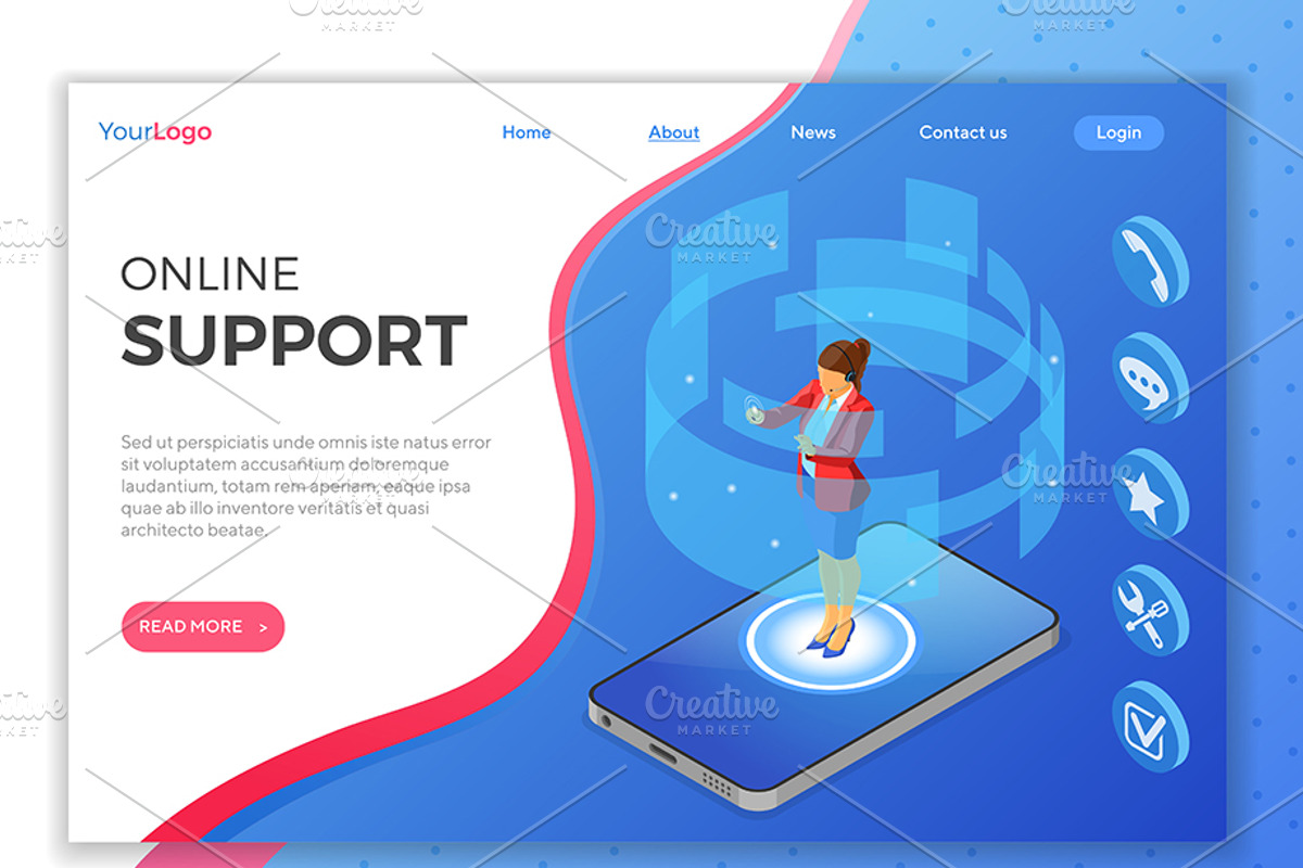 Isometric Online Customer Support, a Person Illustration by TAlex (Photo 3 of 6)