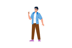 Young man explaining and pointing, a Person Illustration by pikepicture