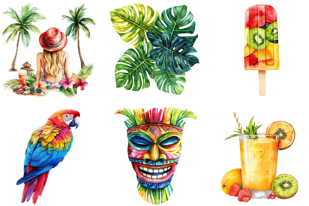 Watercolor Tropical Heat Clipart, an Illustration by Designking (Photo 5 of 5)