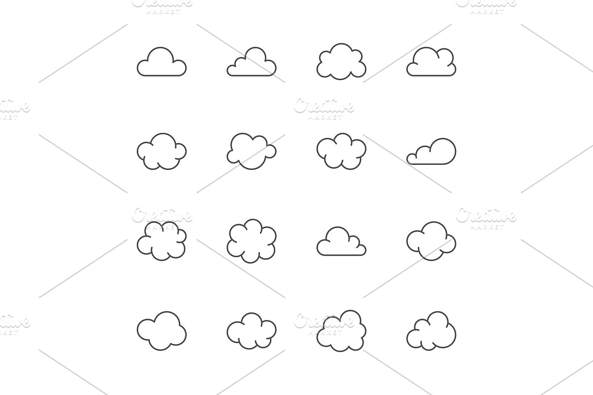 Clouds Line Icons, an Outline Icon by Nadiinko (Photo 2 of 2)