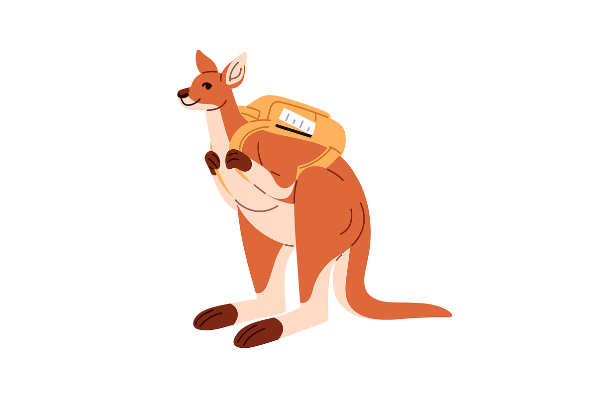 Cute kangaroo set + seamless pattern, an Animal Illustration by PaperTrident (Photo 5 of 15)