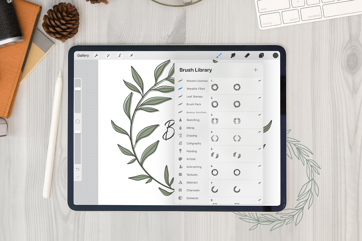 Wreath Stamps | Procreate brushes, a Brush Add-On by Wander Designs (Photo 2 of 7)