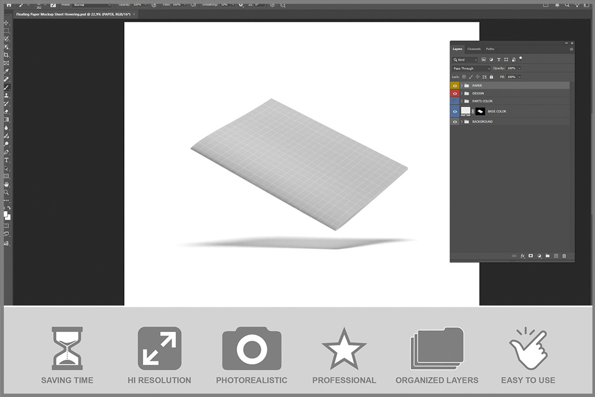Floating Paper Sheet Hovering PSD, a Product Mockup by Bruno's Shop (Photo 2 of 3)