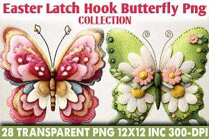 Easter Day Faux Latch Hook Butterfly, an Illustration by RobertsArt