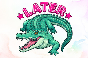 Later Gator Cute Alligator PNG, a Seasonal Illustration by Sublimation Artist