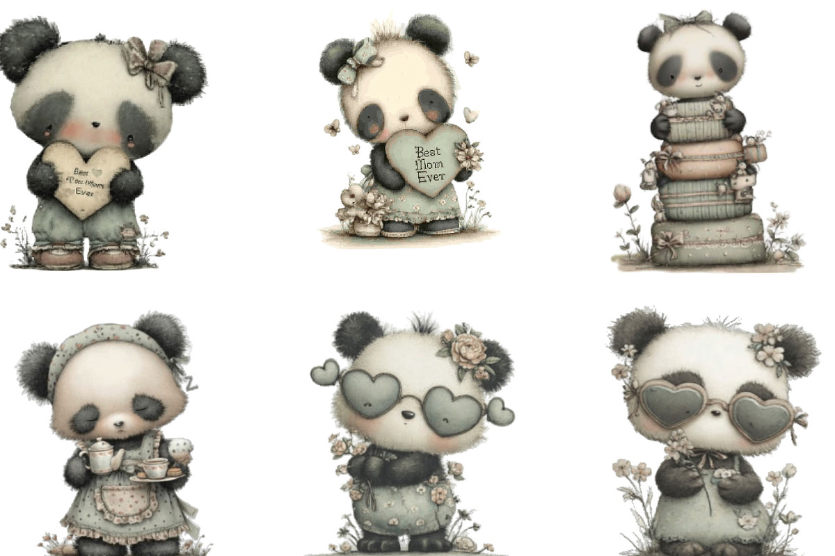 Mothers Day Funny Panda Clipart, an Illustration by Designking (Photo 5 of 5)