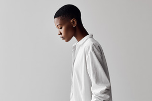 Minimalist side profile portrait of, a Beauty & Fashion Photo by MistyDay
