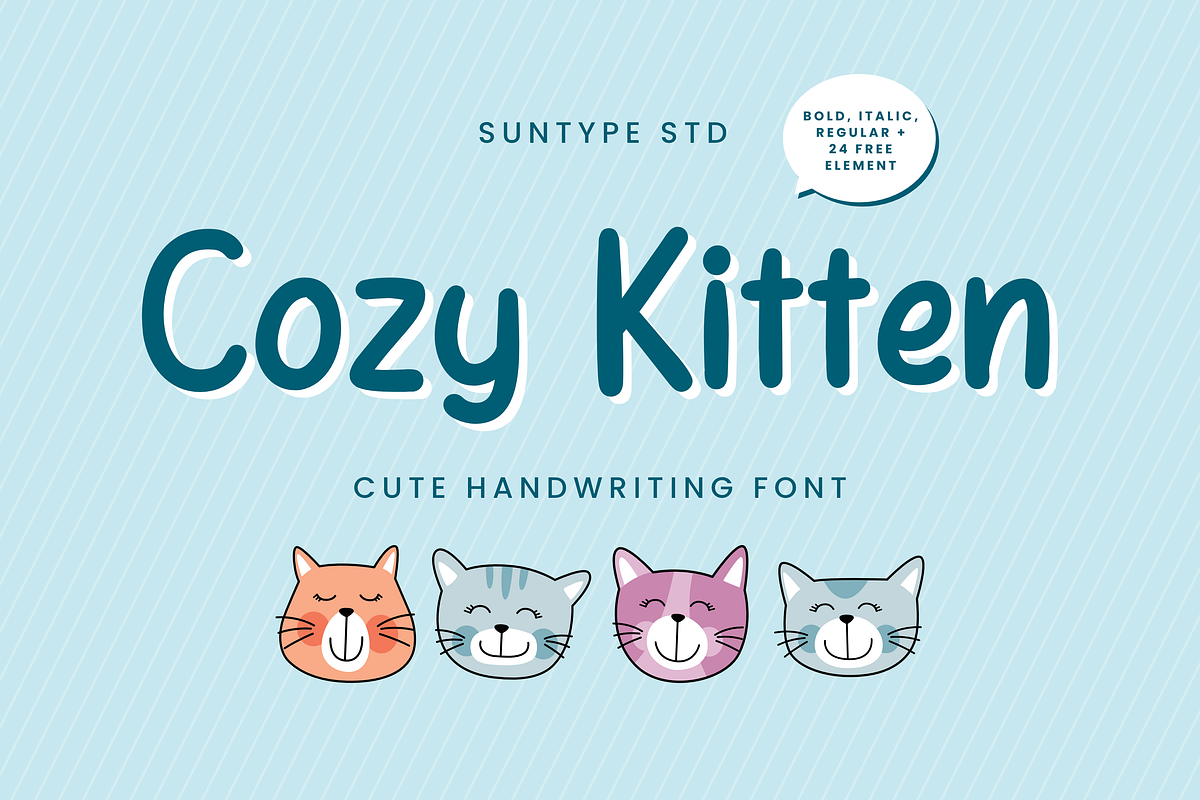 Cozy Kitten Handwriting Font, a Handwritten Font by Suntype | Sunshine Std (Photo 1 of 11)