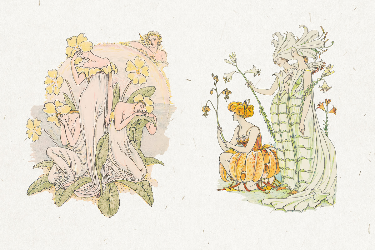 Vintage Floral Women in Art Nouveau, a Person Illustration by Patterns for Dessert (Photo 5 of 9)