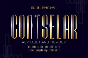 Golden Art Deco Font Set, a Graphic by Pro_Vector