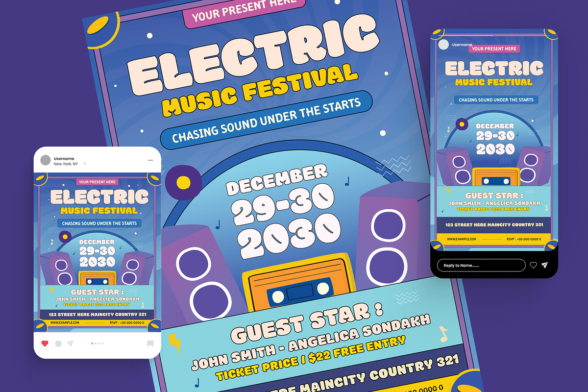 Electric Music Festival Flyer Set, a Flyer Template by Annora Studio (Photo 4 of 6)