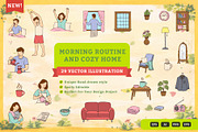 Morning Routine Cozy Home, an Illustration by MEANDSTUDIO (Thumbnail 1 of 4)