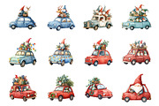 Christmas Gnome Car Clipart, an Illustration by Design Market (Thumbnail 3 of 3)