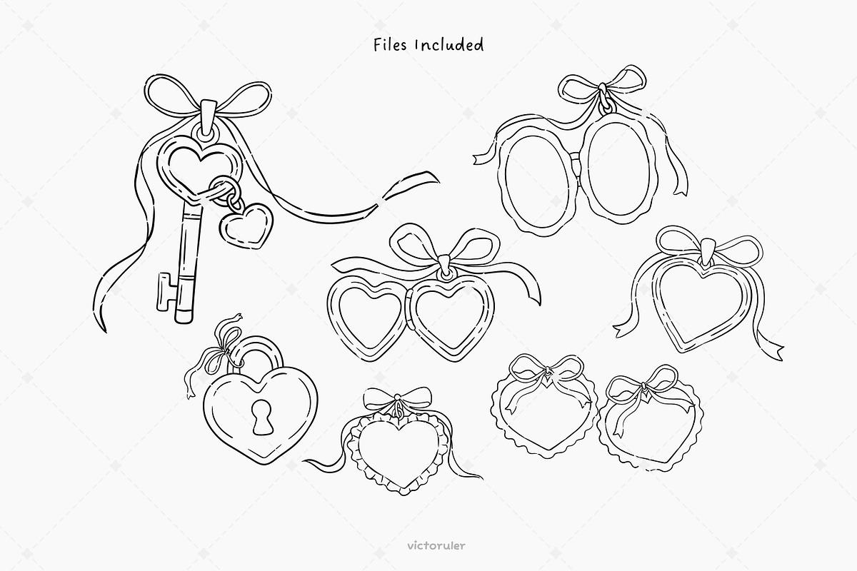 Hand Drawn Heart Lock Clipart, an Object Illustration by Victoruler (Photo 4 of 6)