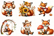 Watercolor Autumn Fox Clipart, an Illustration by OK Design (Thumbnail 3 of 5)