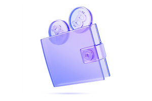 Glass holographic bitcoin wallet 3d, a Finance Illustration by Marozhkastudio