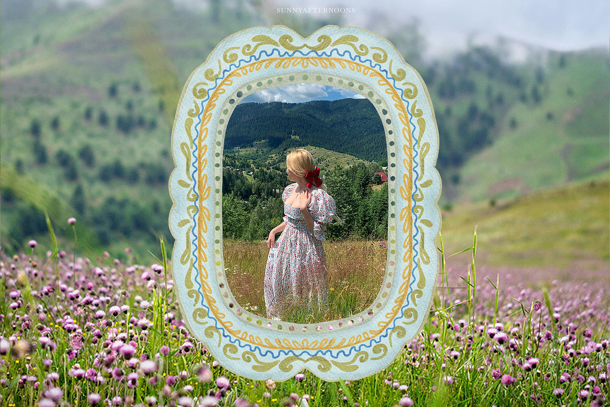 FOLK Frames & Backgrounds, an Illustration by SunnyAfternoons (Photo 7 of 12)