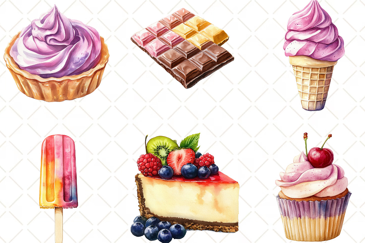 Watercolor Pastel Sweets Clipart, an Illustration by Black Bird Studio (Photo 6 of 6)