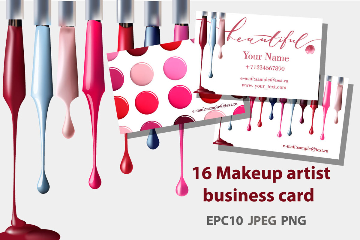 Set of Makeup artist business card, a Business Card Template by Gulnara Khadeeva (Photo 1 of 5)