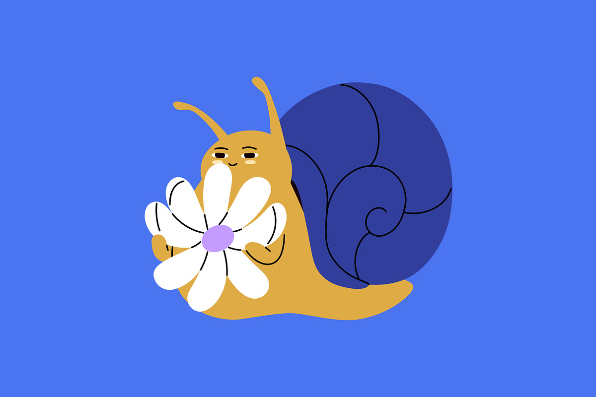 Cute, funny snails set + backgrounds, an Animal Illustration by PaperTrident (Photo 21 of 26)
