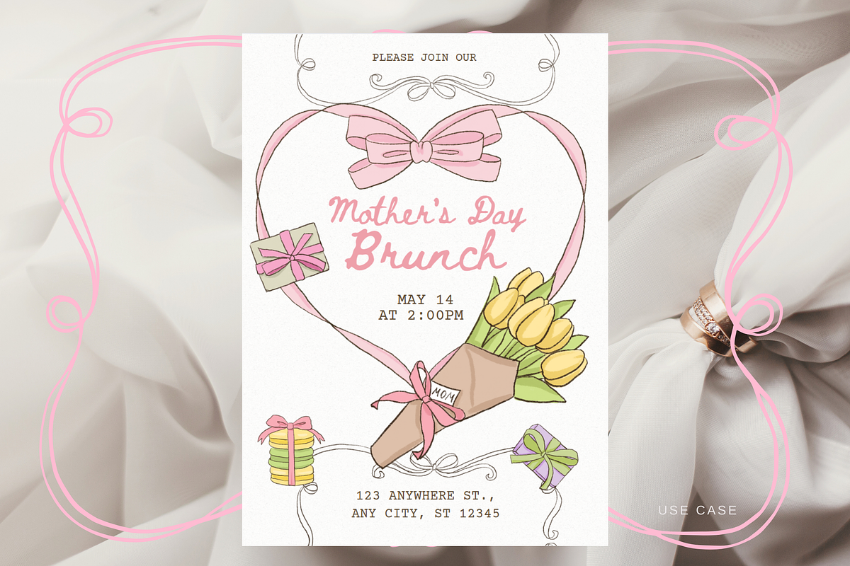 Mother's Day Hand Drawn Clipart PNG, a Decorative Illustration by InstaDesignPro (Photo 3 of 11)