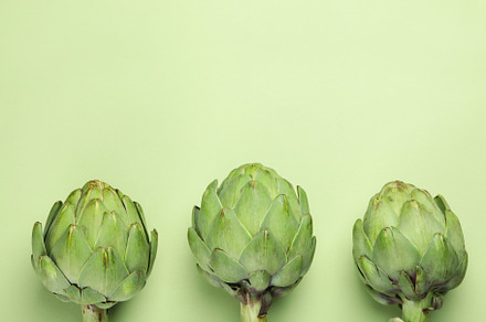 Concept of healthy food with artichoke, space for text, a Food & Drink Photo by AtlasStudio